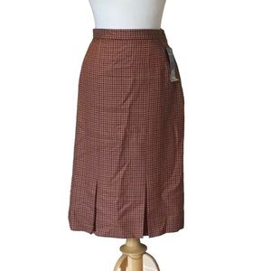 Vintage Mairi Pure New Wool Houndstooth Pleated Lined Skirt